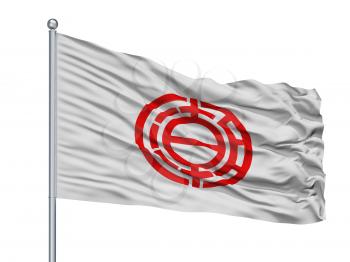 Yashio City Flag On Flagpole, Country Japan, Saitama Prefecture, Isolated On White Background