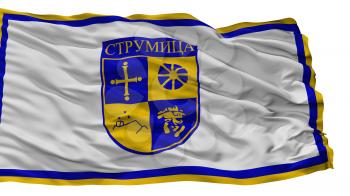 Strumica Municipality City Flag, Country Macedonia, Isolated On White Background, 3D Rendering