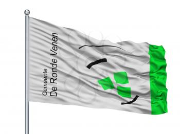 Brunssum City Flag On Flagpole, Country Netherlands, Isolated On White Background
