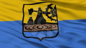 Katowice City Flag, Country Poland, Closeup View, 3D Rendering