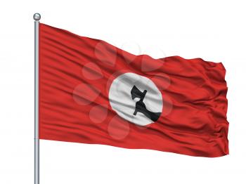 Sindhudesh Flag On Flagpole, Isolated On White Background, 3D Rendering