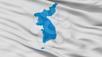 Unification Korea Flag, Closeup View, 3D Rendering