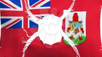 Bermuda flag with a hole, white background, 3d rendering