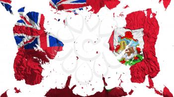 Scattered Bermuda flag, white background, 3d rendering