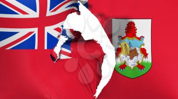 Damaged Bermuda flag, white background, 3d rendering