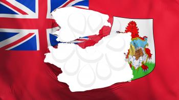 Tattered Bermuda flag, white background, 3d rendering