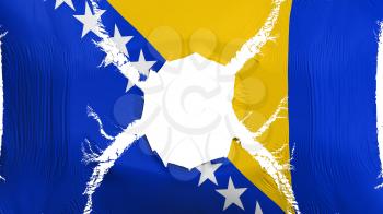 Bosnia and Herzegovina flag with a hole, white background, 3d rendering