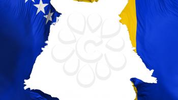 Bosnia and Herzegovina flag ripped apart, white background, 3d rendering