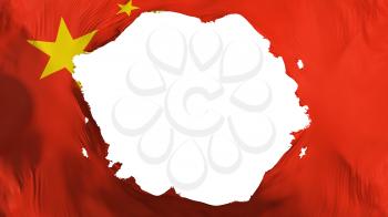 Broken China flag, white background, 3d rendering