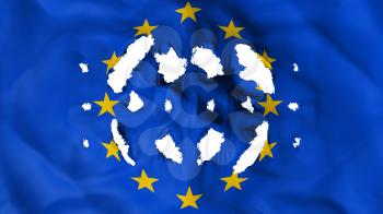 Europe flag with a small holes, white background, 3d rendering