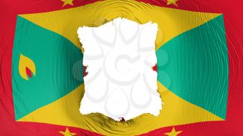 Square hole in the Grenada flag, white background, 3d rendering