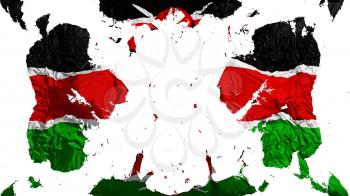 Scattered Kenya flag, white background, 3d rendering
