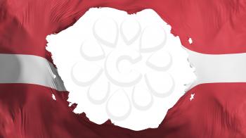 Broken Latvia flag, white background, 3d rendering