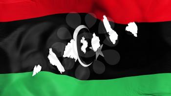 Libya flag perforated, bullet holes, white background, 3d rendering