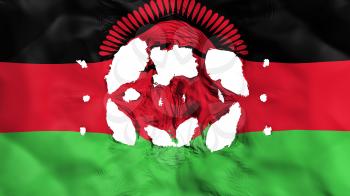 Holes in Malawi flag, white background, 3d rendering