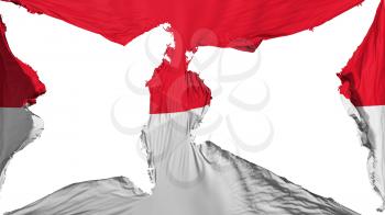 Destroyed Monaco flag, white background, 3d rendering