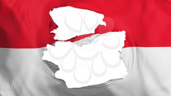 Tattered Monaco flag, white background, 3d rendering