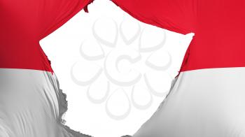 Cracked Monaco flag, white background, 3d rendering