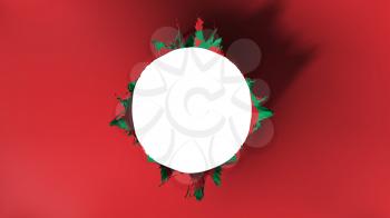 Hole cut in the flag of Morocco, white background, 3d rendering