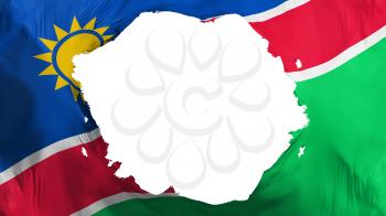 Broken Namibia flag, white background, 3d rendering