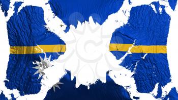 Nauru torn flag fluttering in the wind, over white background, 3d rendering