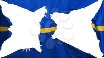 Destroyed Nauru flag, white background, 3d rendering