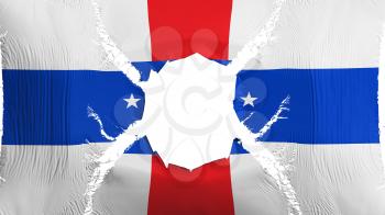 Netherlands Antilles 1986-2010 flag with a hole, white background, 3d rendering