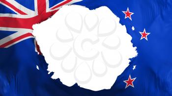 Broken New Zealand flag, white background, 3d rendering