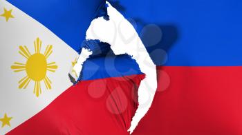 Damaged Philippines flag, white background, 3d rendering
