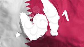 Ragged Qatar flag, white background, 3d rendering