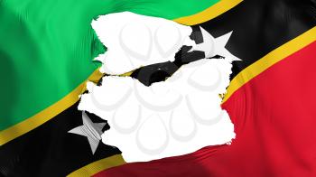 Tattered Saint Kitts and Nevis flag, white background, 3d rendering