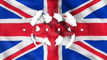 United Kingdom UK flag with a small holes, white background, 3d rendering