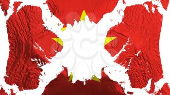 Vietnam torn flag fluttering in the wind, over white background, 3d rendering