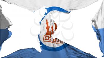 Destroyed Cairo, capital of Egypt flag, white background, 3d rendering