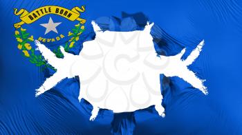 Nevada state flag with a big hole, white background, 3d rendering