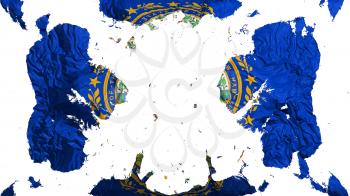 Scattered New Hampshire state flag, white background, 3d rendering