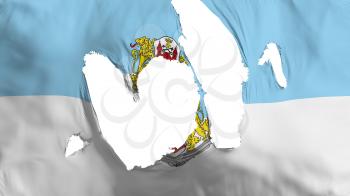 Ragged Riga city, capital of Latvia flag, white background, 3d rendering