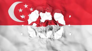 Holes in Singapore flag, white background, 3d rendering