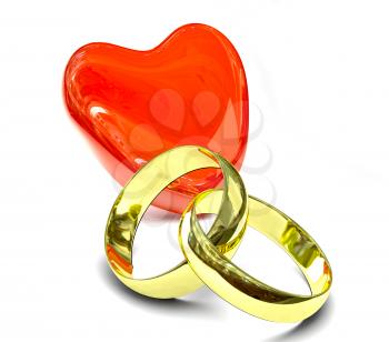 Royalty Free Clipart Image of Two Gold Rings