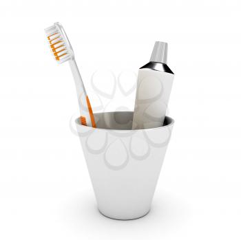 Royalty Free Clipart Image of a Toothbrush and Toothpaste