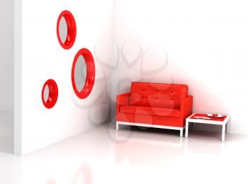 Royalty Free Clipart Image of a Red Couch