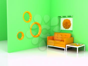 Royalty Free Clipart Image of a Living Room