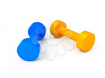 Royalty Free Clipart Image of Two Dumbbells