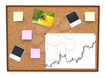 Royalty Free Clipart Image of a Corkboard With Notes