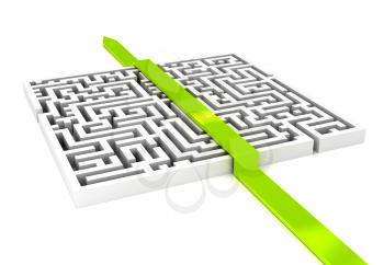 Royalty Free Clipart Image of a Labyrinth With an Arrow