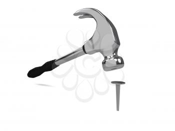 Royalty Free Clipart Image of a Hammer and Nail