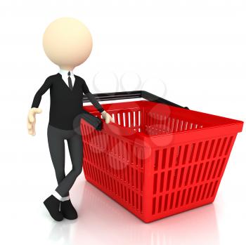 Royalty Free Clipart Image of a Person With a Shopping Basket