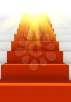 Royalty Free Clipart Image of a Red Carpet on a Staircase