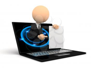 Royalty Free Clipart Image of a Businessman in a Laptop