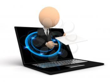 Royalty Free Clipart Image of a Businessman in a Laptop